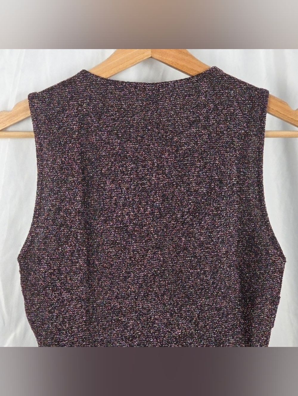 Allegra K Multicolor Metallic Sparkle Sleeveless Crop Top Black Lining Size XS - Picture 11 of 16